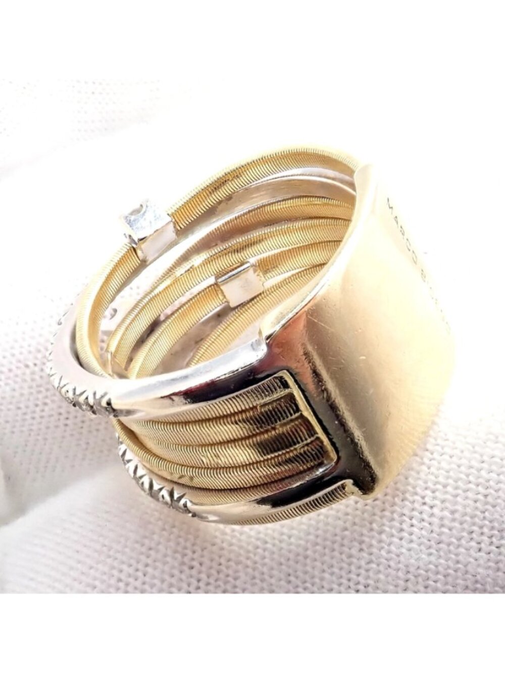Authentic! Marco Bicego 18k Yellow White Gold Diamond 7 Row Goa Ring sz 6.5 - Picture 14 of 14